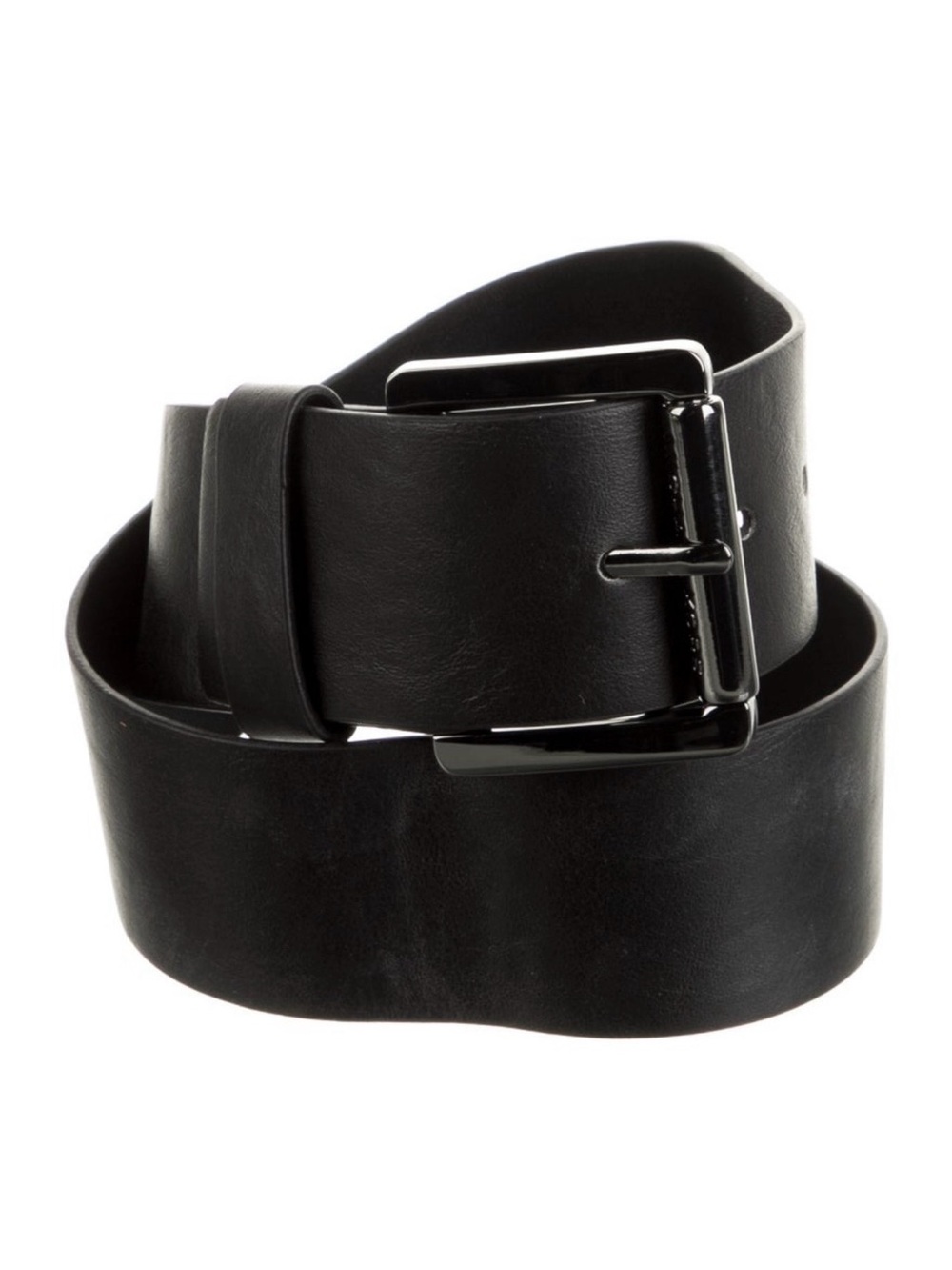 Michael Kors Black Leather Belt with Gloss Buckle